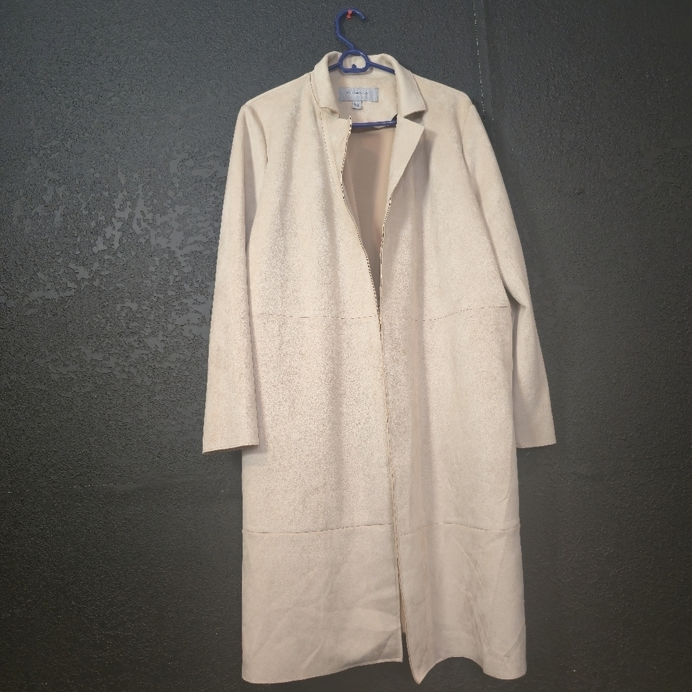Marc New York OPEN JACKET MICROSUEDE cream ivory off-white pale beige Size Large - Picture 9 of 17